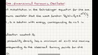 One Dimensional Harmonic Oscillator 1 [upl. by Gautier]