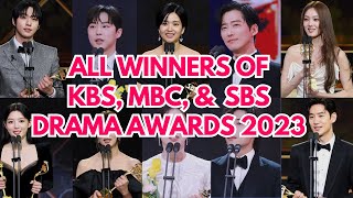 FULL LIST ‼️ THE WINNERS OF KBS MBC AND SBS DRAMA AWARDS 2023 [upl. by Henrique]