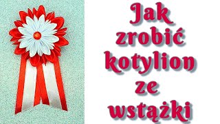 Jak zrobić kotylion ze wstążki KANZASHI handmade rękodzieło tutorial diy 11 LISTOPADA  2 MAJA [upl. by Nithsa58]