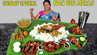 CHICKEN NON VEG MEALS WITH FISH FRY IN HOME MADE FOOD EATING CHALLENGE IN TAMIL FOODIES DIVYA [upl. by Nahc]