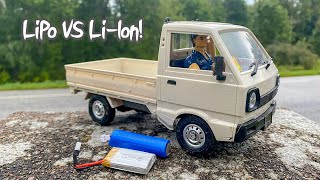 WPL  CXD D12 mini keitruck Liion vs LiPo [upl. by Corley]