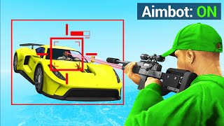 CHEATING In GTA 5 SNIPERS Vs CARS AutoAim [upl. by Ayotnahs719]