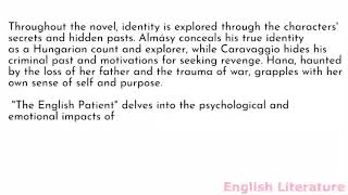 Summary and analysis of The English Patient by Michael Ondaatje [upl. by Ahsaet478]