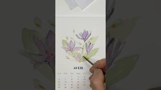 Lilac painting on my DIY monthly flower calendar gift [upl. by Henrion]