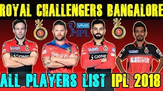 RCB Players List 2018Ipl Auction 2018Royal Challengers Bangalore IPL Squad 2018IPL XI [upl. by Wivinah]