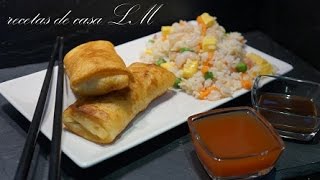 ROLLITOS DE PRIMAVERA CON MASA CASERA RECETA FÁCIL Y RÁPIDA [upl. by Avruch]