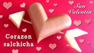 Receta para San Valentín corazón de salchicha [upl. by Orsino]