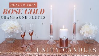 DIY Wedding Champagne Flutes amp Unity Candles Rose Gold Wedding Decoration Ideas [upl. by Hiltan]