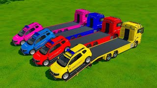 Double Flatbed Trailer Truck vs Speedbumps Train vs Cars BeamngDrive  Flatbed Traile [upl. by Eatnuhs]