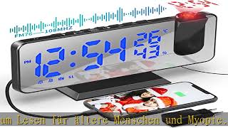 TAKRINK Wecker Digital Radiowecker mit 4 Stufen Bildschirmhelligkeit Projektionswecker mit Temperat [upl. by Niltiac]