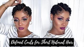 Defined Shiny Moisturized Curls for TWA  Short Natural Hair Tutorial [upl. by Ebeneser]