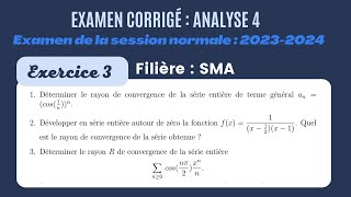 Correction de lexamen du module dAnalyse 4 SMA FSDM AU  20232024  Exercice 3 [upl. by Ofori]