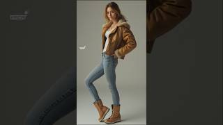 2024 Winter fashions  cropped leather aviator jacket styles outfits [upl. by Ilatan]