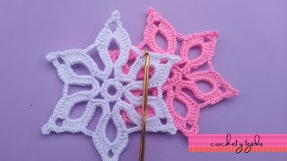 COPO de nieve TEJIDA A CROCHET  ESTRELLA A CROCHET PARA BLUSAS [upl. by Emaj]