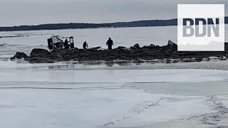 Airboat approaches Sebago Lake shore after rescuing 71yearold man [upl. by Parrott]