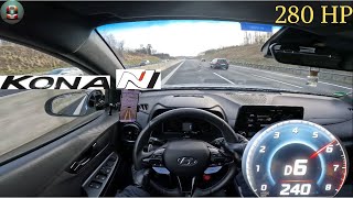 Hyundai Kona N  280HP  TOP SPEED on german Autobahn [upl. by Adnilram]