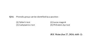 Q14 JEE Main Chemistry PYQ Jan 27 2024 Shift 2  Phthalein Dye Test  NEON JEE NEET [upl. by Rojas395]