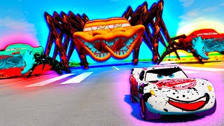 Spider Highway Chase Lightning McQueens Escape Adventure in BeamNGDrive Epic McQueen vs McQueen [upl. by Aynotak]