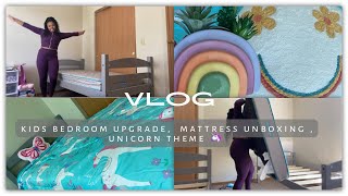 WATCH ME REDO MY DAUGHTERS ROOM 🦄 MINI MAKEOVER  TWIN Mattress unboxing the Girls Reaction [upl. by Htebazle]