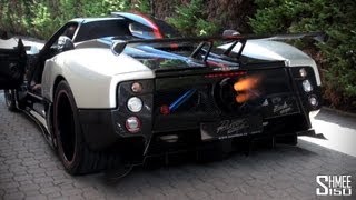 Pagani Zonda Cinque Roadster FLAMETHROWER [upl. by Cirdec]