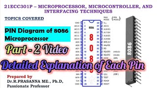 Pin Diagram of 8086 Microprocessor  Part 2 Detailed [upl. by Ardnusal]