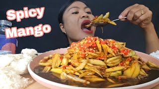 SPICY SOUR GREEN MANGO WITH ALAMANG BAGOONG MUKBANG [upl. by Tavie]