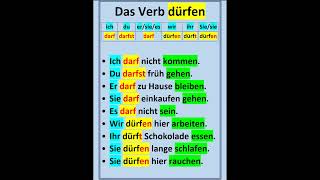 Das Verb dürfen im Präsens präsens deutsch deutschlernen deutschegrammatik dürfen unregelmäßig [upl. by Syla635]