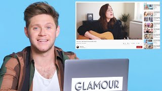 Niall Horan Watches Fan Covers on YouTube  Glamour [upl. by Giarla]