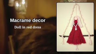 Macrame decor  doll in red dress [upl. by Terrab]