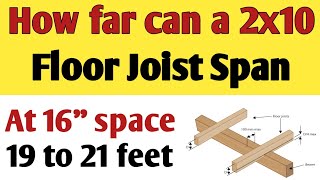 How far can a 2x10 floor joist span without support  A 2x10 floor joist span  Joist [upl. by Swan524]