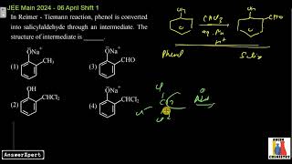 In ReimerTiemann reaction phenol is converted into salicylaldehyde through an intermediate [upl. by Siryt]