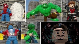 LEGO Marvels Avengers  All Character Transformations and Suit Ups [upl. by Kcirted]