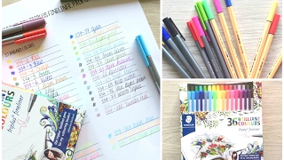 Staedtler Triplus Fineliners 36 pack review swatches amp comparison Stabilo [upl. by Brunell]