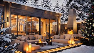 Winter Retreat Jazz ❄️  Cozy Ambience in a Snowy Mountain Cabin [upl. by Alial405]