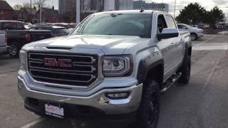 2017 GMC Sierra 1500 SLE 4WD Crew Cab Lift Kit All Terrain Tires Silver Oshawa ON Stock 170493 [upl. by Eniawtna]