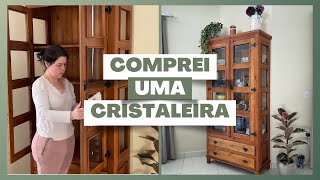 COMPREI UMA CRISTALEIRA DE MADEIRA RÚSTICA  será que combinou com a sala [upl. by Wadleigh]