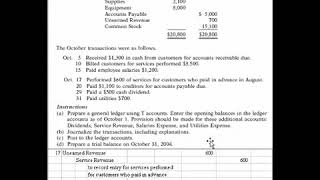 Journalizing posting and preparing a trial balance [upl. by Dotti]