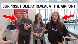 SURPRISING THE GIRLS IN THE AIRPORT HOLIDAY DESTINATION REVEAL 😱 [upl. by Rora980]