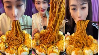 asmr comendo muito ovo e macarrão  comida chinesa  eating eggs spicy noodles mukbang [upl. by Ear]