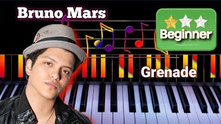 Grenade  Bruno Mars  EASY Piano Tutorial [upl. by Germaine]