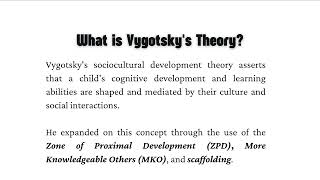 Lev Vygotskys Theory of Sociocultural Cognitive Development [upl. by Jessie]