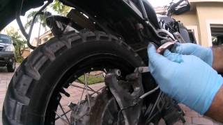 How to change rear motorcycle brake pads Yamaha Super Tenere [upl. by Andria43]