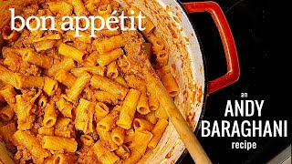 BAS BEST BOLOGNESE EPIC FAIL  an ANDY BARAGHANI recipe  bon appetit [upl. by Luapnaes]