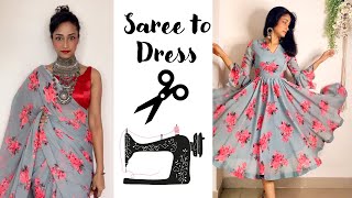 Making a Dress from Saree  Easy stitching  Neelam Sehtya [upl. by Born]