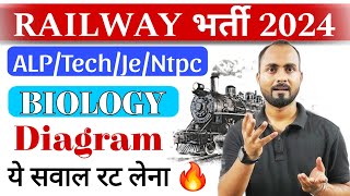 Railway Exam 2024  Biology Diagram के ये सवाल रट के जाना 🔥  Railway Science  RRB Biology RLY SPL [upl. by Nuawed]