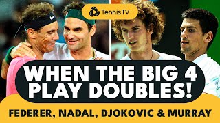 When Federer Nadal Djokovic amp Murray Play Doubles [upl. by Leuqim]