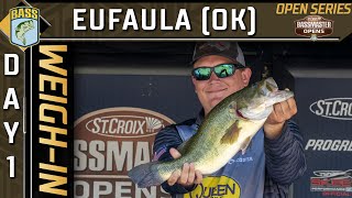 Weighin Day 1 at Lake Eufaula Oklahoma 2023 Bassmaster OPENS [upl. by Nyloc]