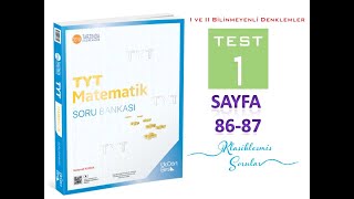 345 TYT MATEMATİK SAYFA 86 VE 87 SORULARIN ÇÖZÜMÜ [upl. by Cleopatre822]