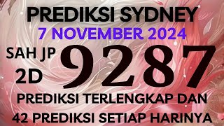 PREDIKSI SIDNEY HARI INI 7 NOVEMBER 2024  BOCORAN SYDNEY MALAM INI  RUMUSAN SDY JITU TERBARU [upl. by Darcia]