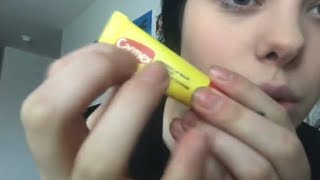 ASMR UP CLOSE Applying Carmex Mouth Sounds Gum Chewing amp Whispering [upl. by Drawyah257]